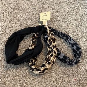 NWT black and leopard headbands